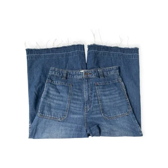 We The Free Dawn to Dusk Ultra High Rise Flare Jeans SZ 28 Patch Pocket Crop - Picture 15 of 16